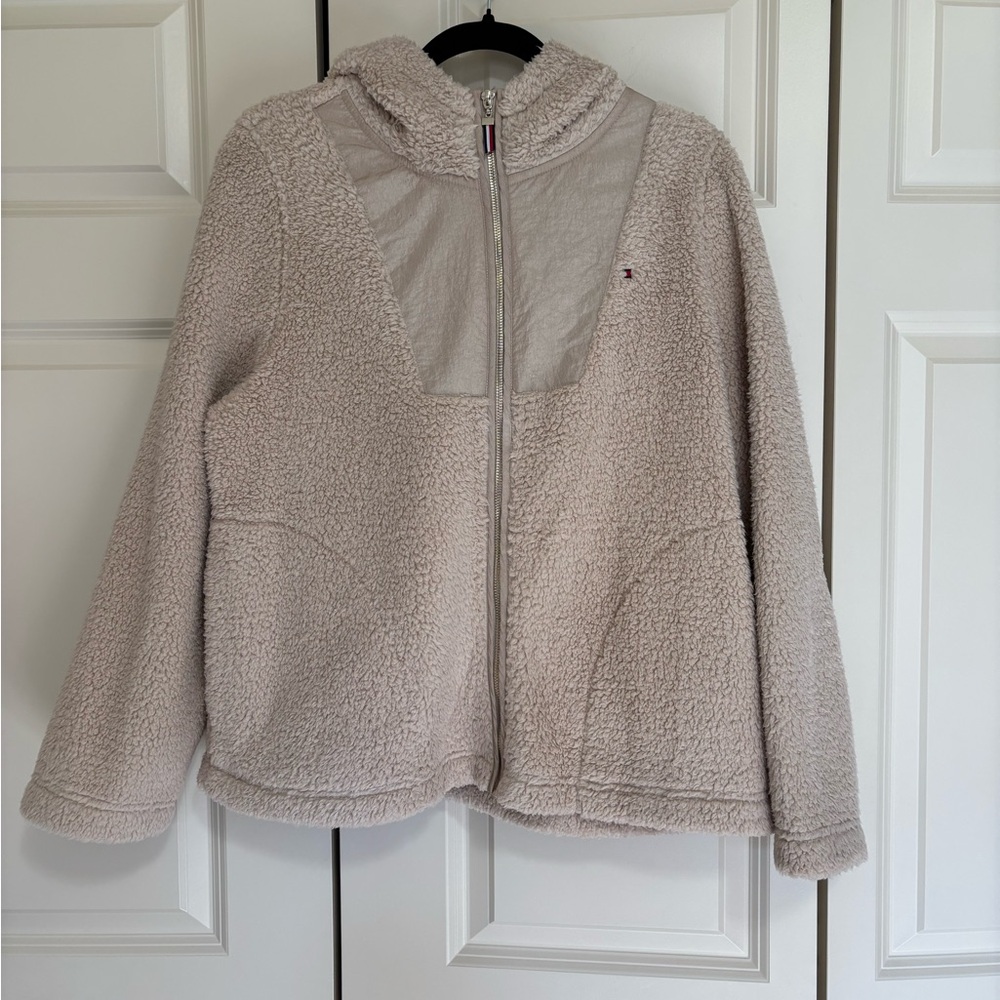 NWT Tommy Hilfiger Cozy Beige Sherpa Zip-Up Jacket